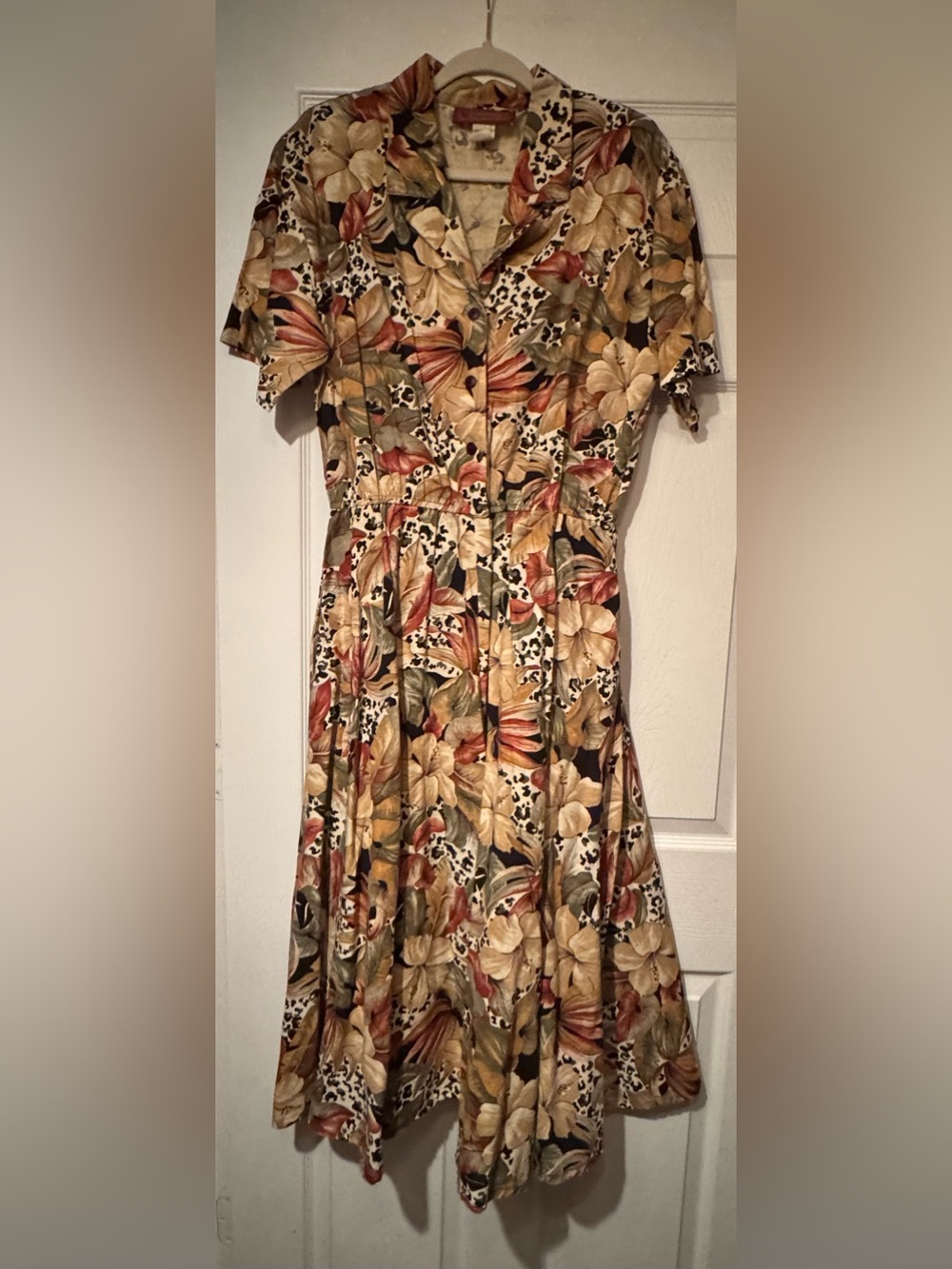 Worthington Sz 18 Tall Tropical Floral Animal Cotton Maxi Dress w/ pockets